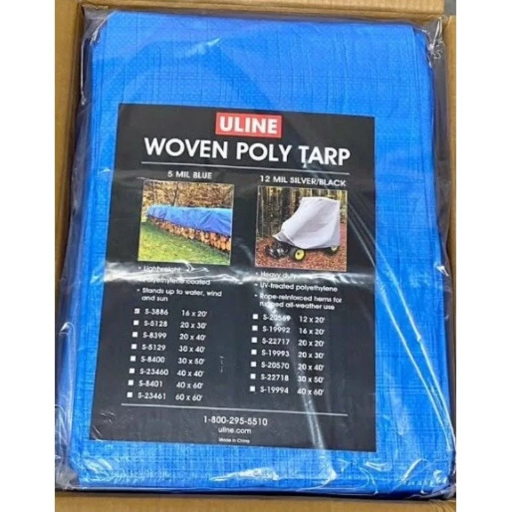 New Blue Tarp 16'x20' 5 Mil Médium Protective Outdoor Coated Multi-Purpose Cover